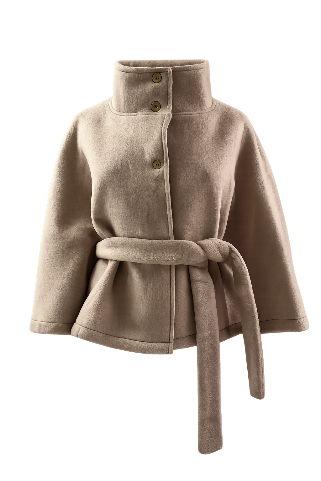 Womens Funnel Neck Coat- Camel
