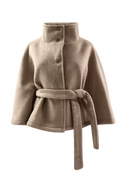Womens Funnel Neck Coat- Camel